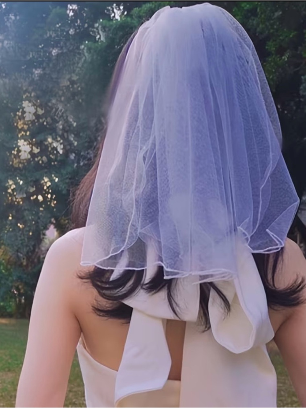 Classic One-Tier White Bridal Veil Wedding - Picture 2 of 6